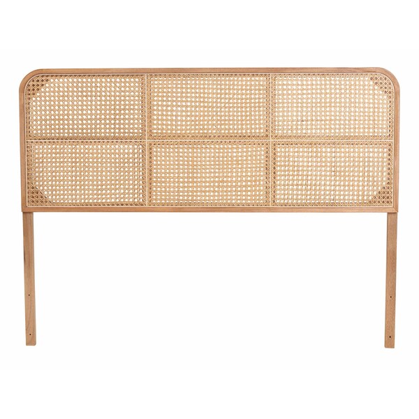 Lainer Modern Bohemian Natural Brown Finished Bayur Wood And Rattan Queen Size Headboard